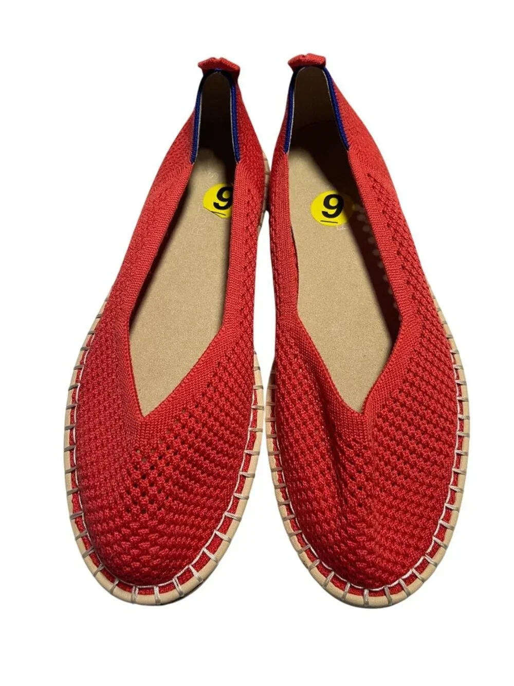 Rothys The Espadrille Flats Red Hot Knit Jute Rope Shoes Womens 9 Boho Preppy